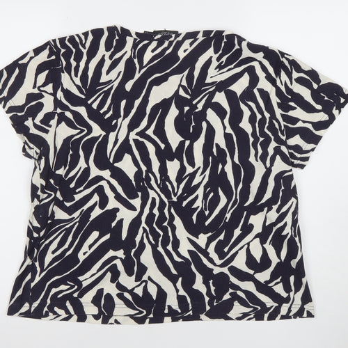 Soaked In Luxury Women's Black Animal Print Cotton T-Shirt L