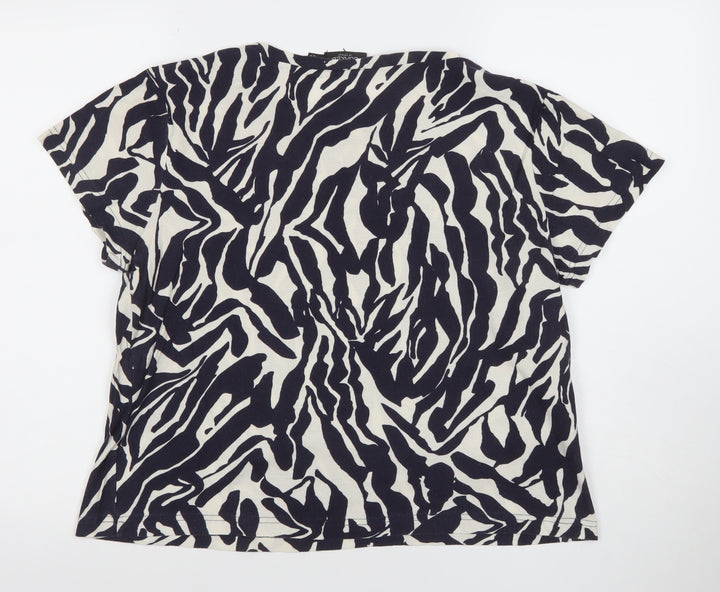 Soaked In Luxury Women's Black Animal Print Cotton T-Shirt L