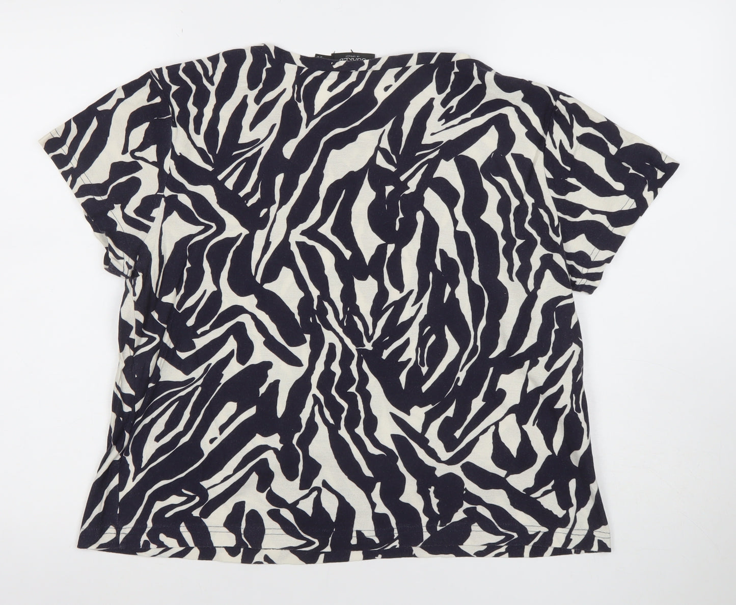 Soaked In Luxury Women's Black Animal Print Cotton T-Shirt L