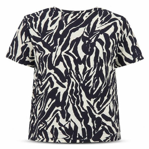 Soaked In Luxury Women's Black Animal Print Cotton T-Shirt L