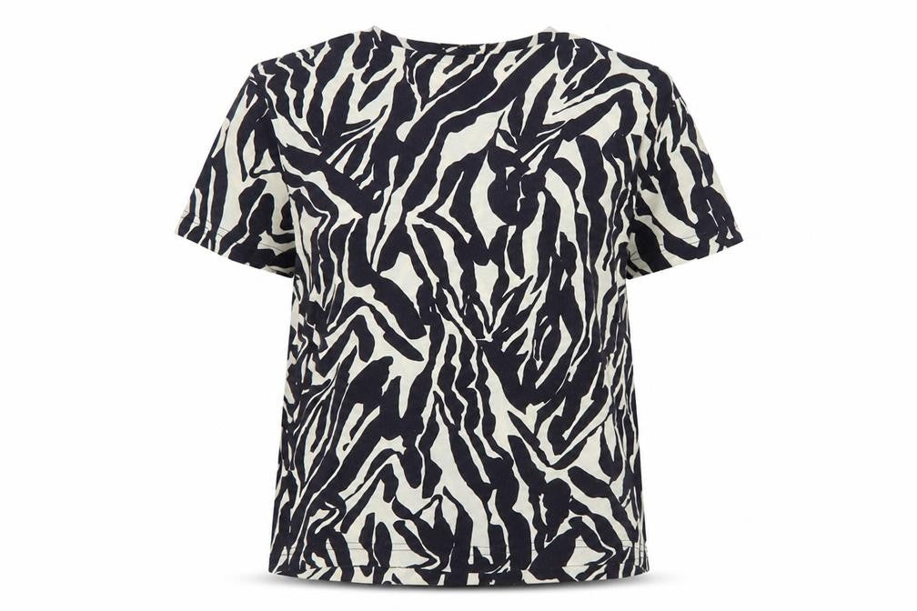 Soaked In Luxury Women's Black Animal Print Cotton T-Shirt L