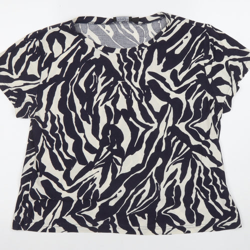 Soaked In Luxury Women's Black Animal Print Cotton T-Shirt L