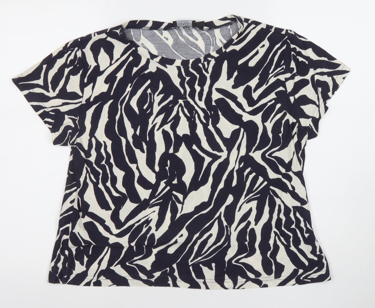 Soaked In Luxury Women's Black Animal Print Cotton T-Shirt L