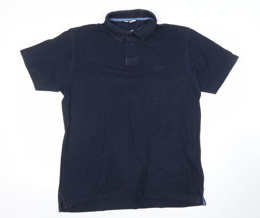 Cotton Traders Men’s Navy Blue Polo Shirt M Short Sleeve 100% Cotton