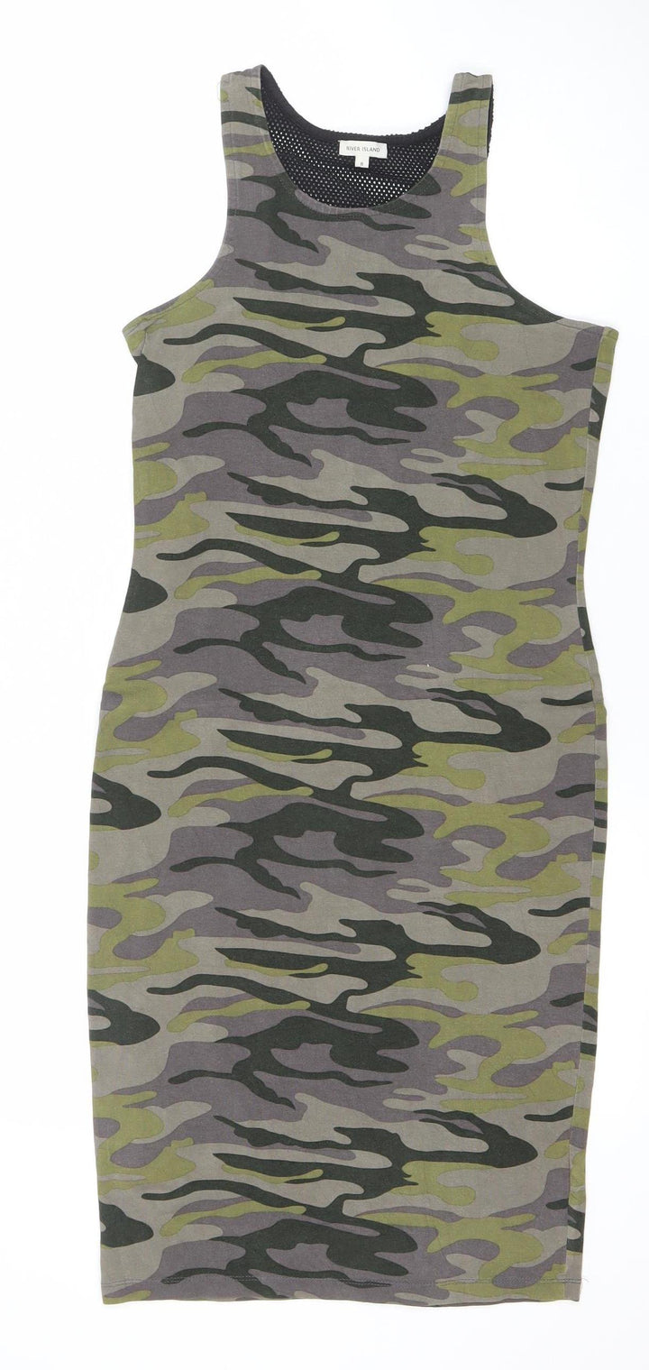 River Island Womens Multicoloured Camo Tank Dress Size 8