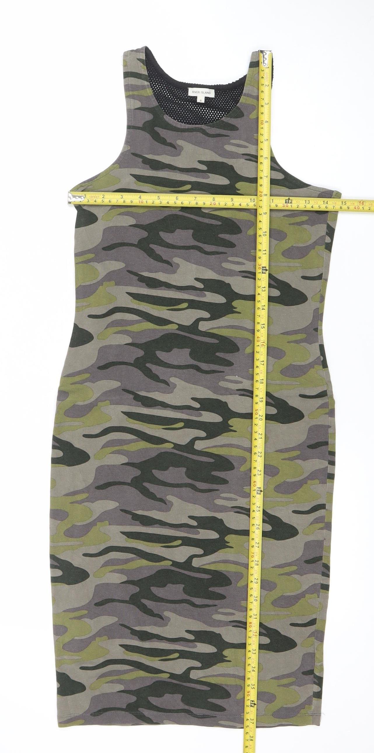 River Island Womens Multicoloured Camo Tank Dress Size 8