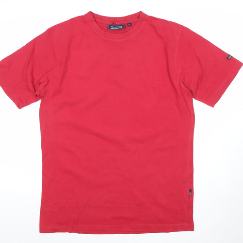 Atlantic Mens Red Crew Neck Short Sleeve Cotton T-Shirt M Regular Fit