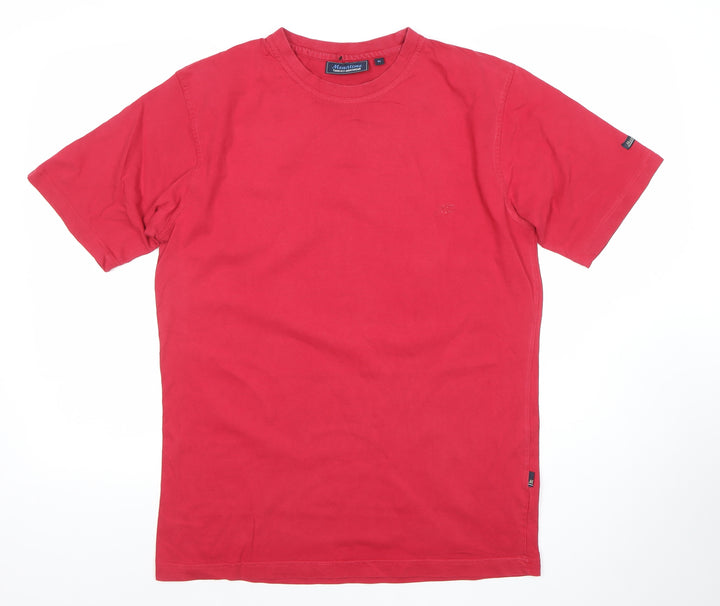 Atlantic Mens Red Crew Neck Short Sleeve Cotton T-Shirt M Regular Fit