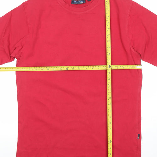Atlantic Mens Red Crew Neck Short Sleeve Cotton T-Shirt M Regular Fit
