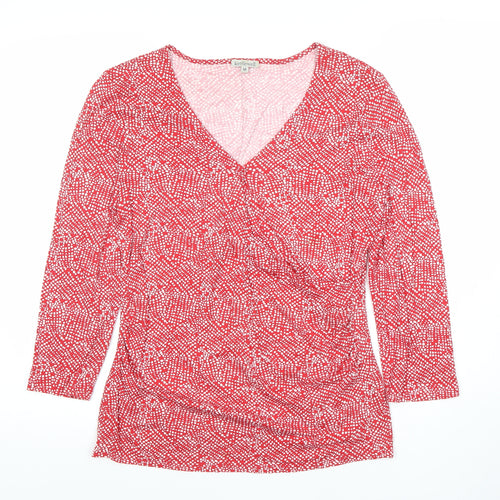 Kettlewell Womens Red Polka Dot Wrap Blouse M 3/4 Sleeve V-Neck