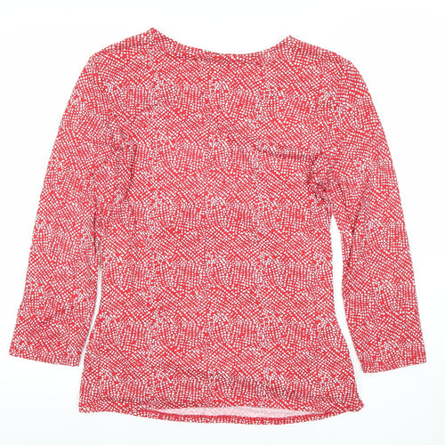 Kettlewell Womens Red Polka Dot Wrap Blouse M 3/4 Sleeve V-Neck