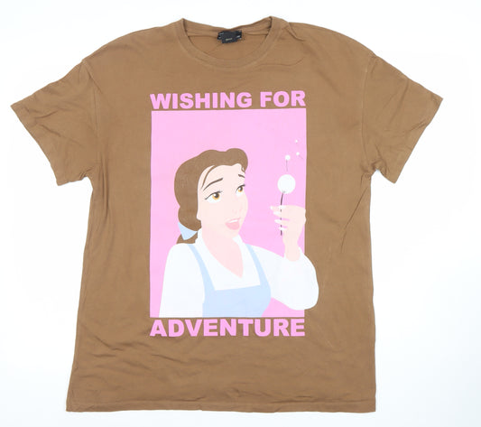 Front view of Bershka Women’s Brown Disney Adventure T-Shirt XS