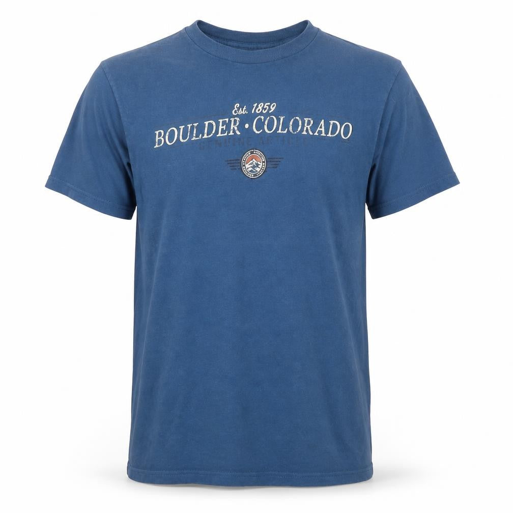 Delta Pro Weight Men's Blue Boulder Colorado Cotton T-Shirt Size S