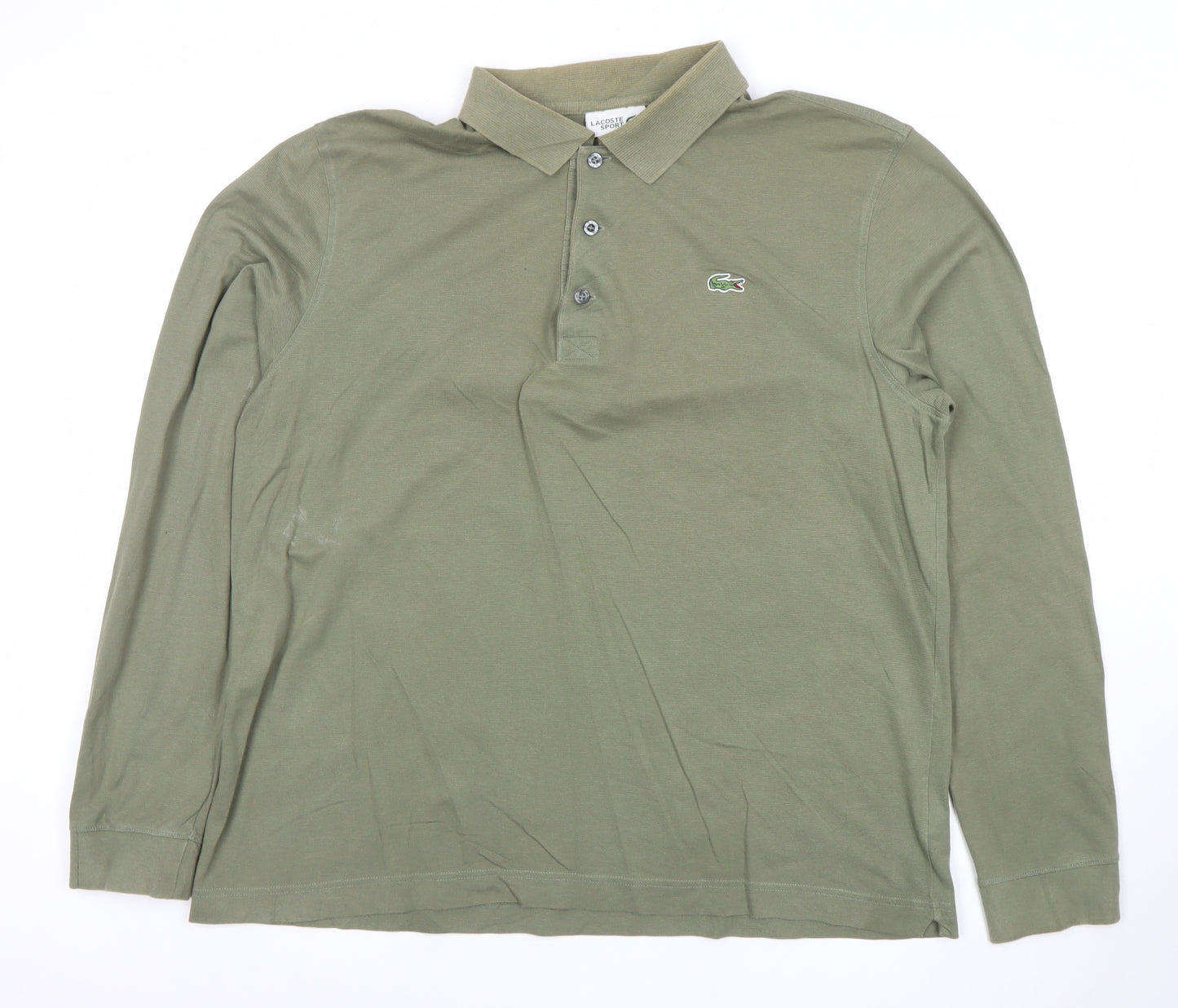 Lacoste Sport Men's Green Long Sleeve Cotton Polo Shirt XL