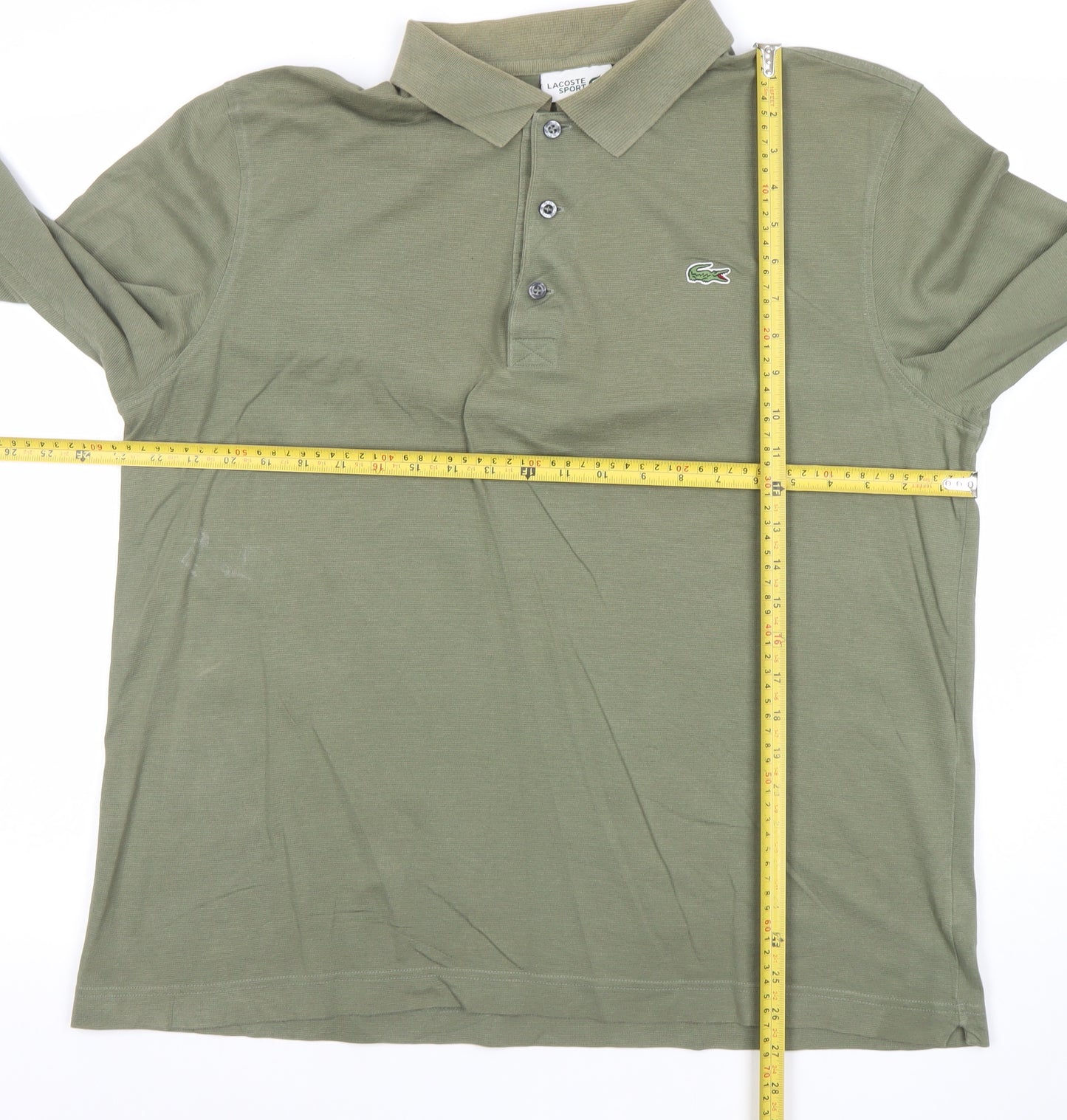 Lacoste Sport Men's Green Long Sleeve Cotton Polo Shirt XL