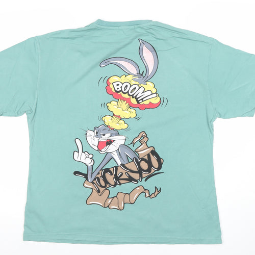 Disney Men’s Green Bugs Bunny Graphic Short Sleeve T-Shirt Size S