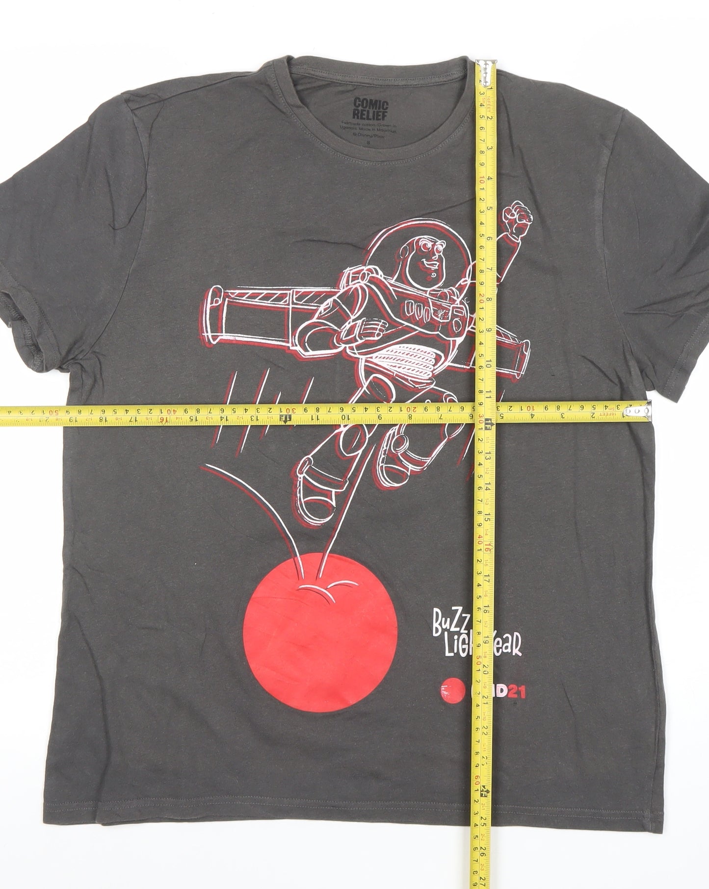 Comic Relief Men's Grey Buzz Lightyear Graphic T-Shirt Size S