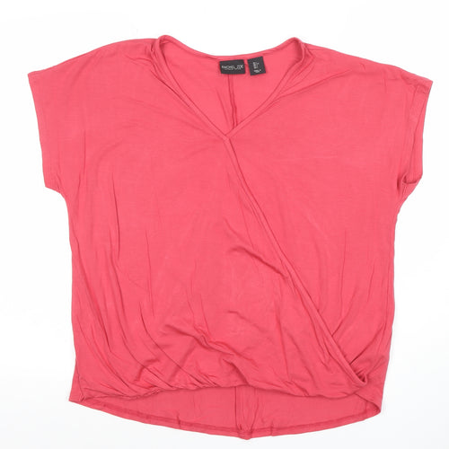 Rachel Zoe Women's Pink Wrap Blouse L Lightweight Jersey Top
