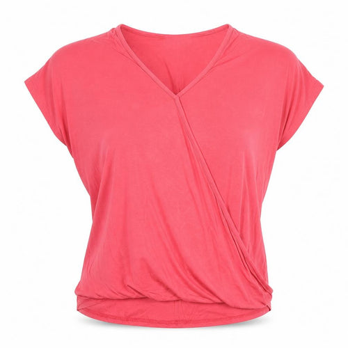Rachel Zoe Women's Pink Wrap Blouse L Lightweight Jersey Top