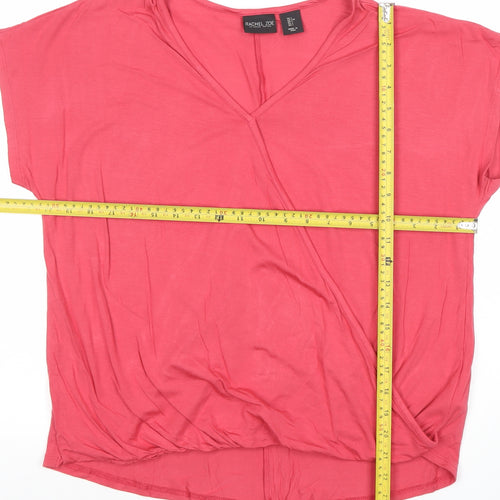 Rachel Zoe Women's Pink Wrap Blouse L Lightweight Jersey Top