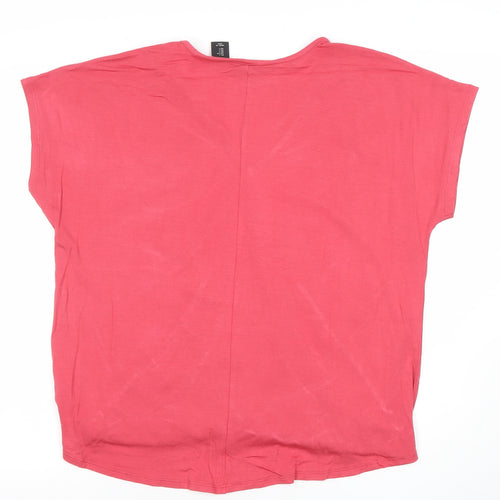 Rachel Zoe Women's Pink Wrap Blouse L Lightweight Jersey Top