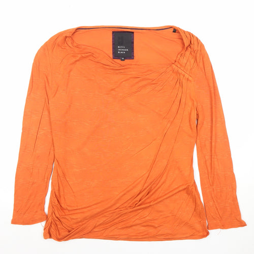 Betty Jackson Black Women's Orange Long Sleeve Jersey Top Size 14