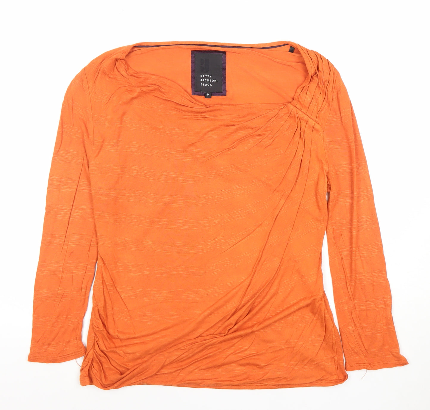 Betty Jackson Black Women's Orange Long Sleeve Jersey Top Size 14