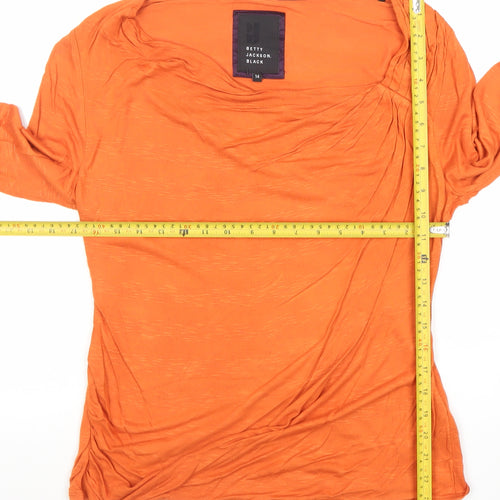 Betty Jackson Black Women's Orange Long Sleeve Jersey Top Size 14