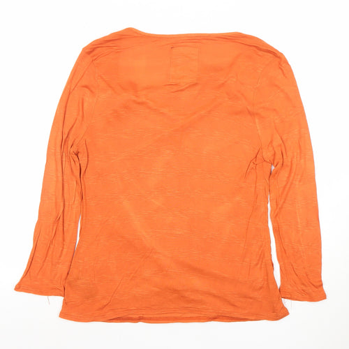 Betty Jackson Black Women's Orange Long Sleeve Jersey Top Size 14