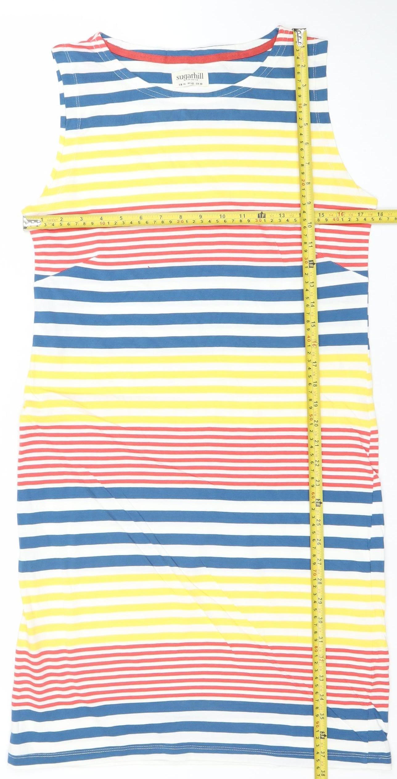 Sugarhill Brighton Womens Multicoloured Striped Shift Dress Size 14