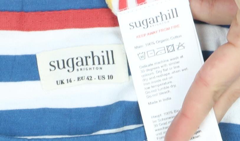 Sugarhill Brighton Womens Multicoloured Striped Shift Dress Size 14