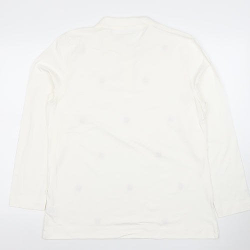 Cotswold Collections Women’s Ivory Embroidered Cotton Long Sleeve Polo L