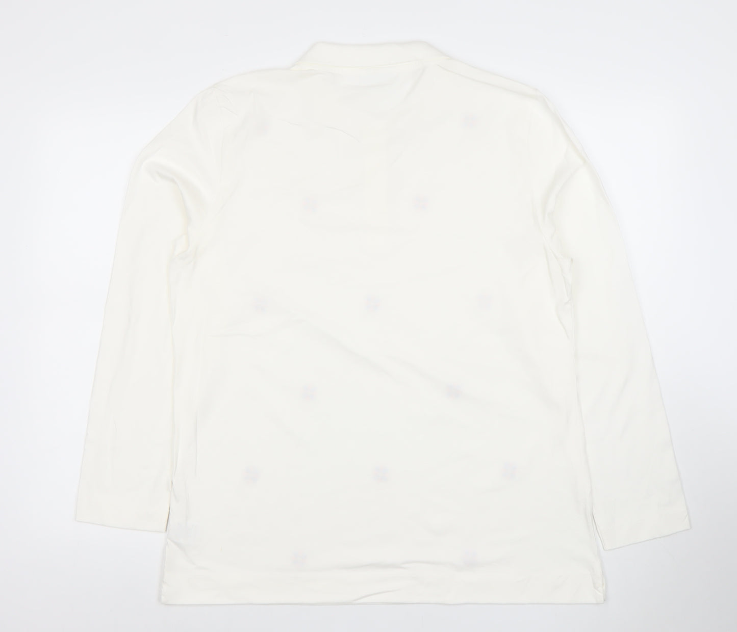Cotswold Collections Women’s Ivory Embroidered Cotton Long Sleeve Polo L