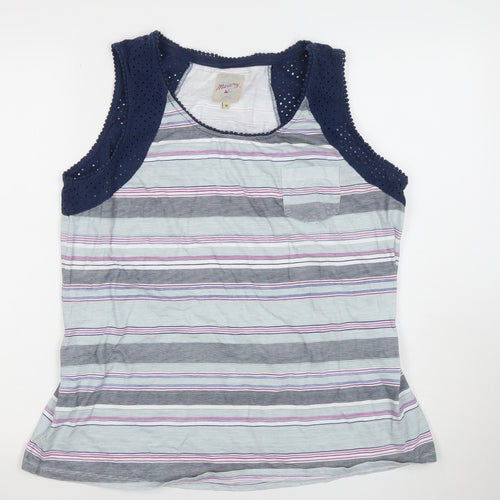 Matalan Women's Multicoloured Cotton Modal Striped Crochet Tank Top Size 18