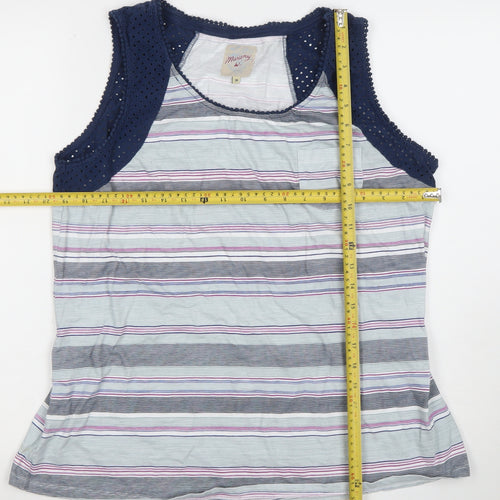 Matalan Women's Multicoloured Cotton Modal Striped Crochet Tank Top Size 18