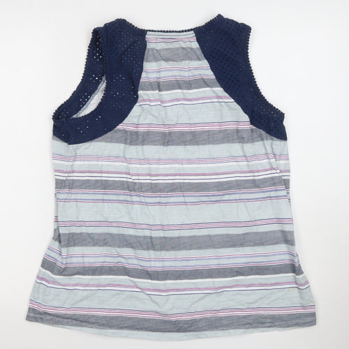 Matalan Women's Multicoloured Cotton Modal Striped Crochet Tank Top Size 18