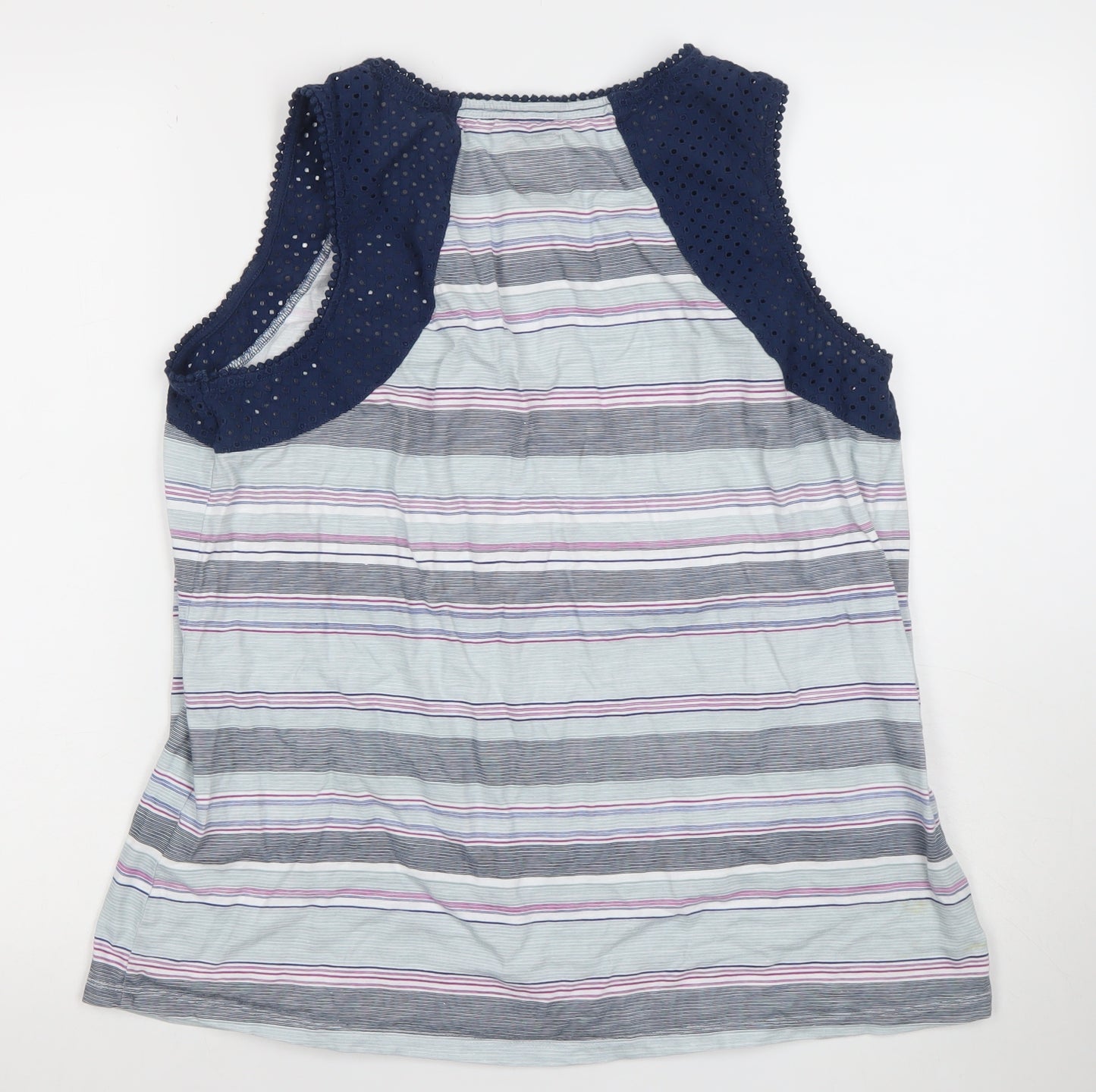 Matalan Women's Multicoloured Cotton Modal Striped Crochet Tank Top Size 18