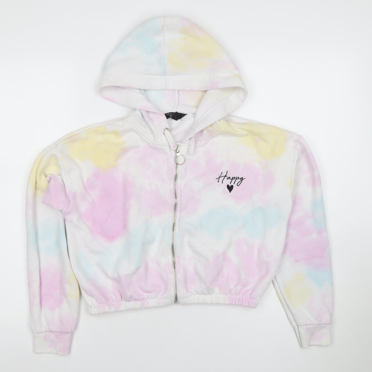 915 Girls Multicoloured Tie-Dye Full Zip Fleece Hoodie Age 12-13 Years