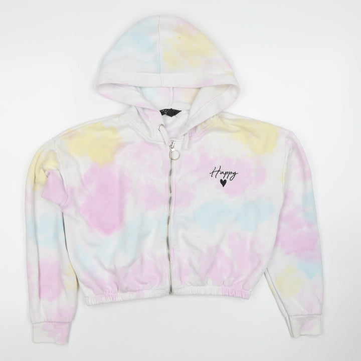 915 Girls Multicoloured Tie-Dye Full Zip Fleece Hoodie Age 12-13 Years