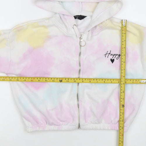 915 Girls Multicoloured Tie-Dye Full Zip Fleece Hoodie Age 12-13 Years