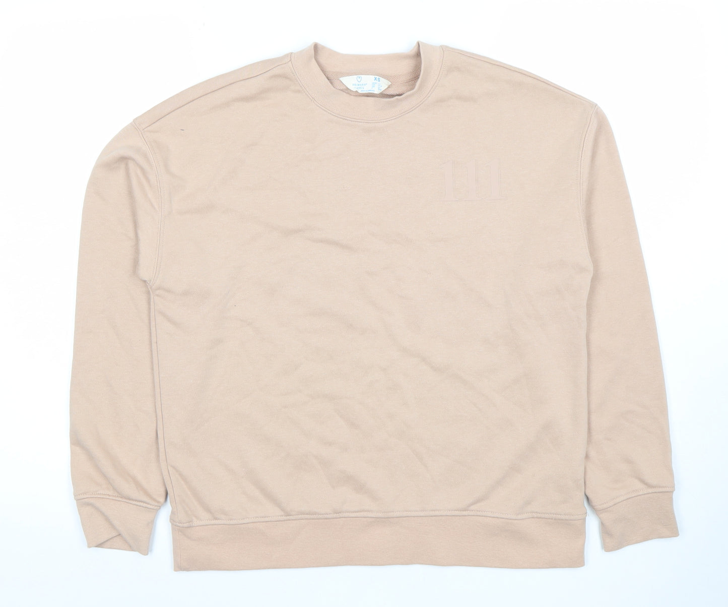 Primark Cares Women Beige XS Pullover Sweatshirt Crew Neck Cotton Blend