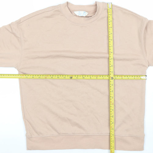 Primark Cares Women Beige XS Pullover Sweatshirt Crew Neck Cotton Blend