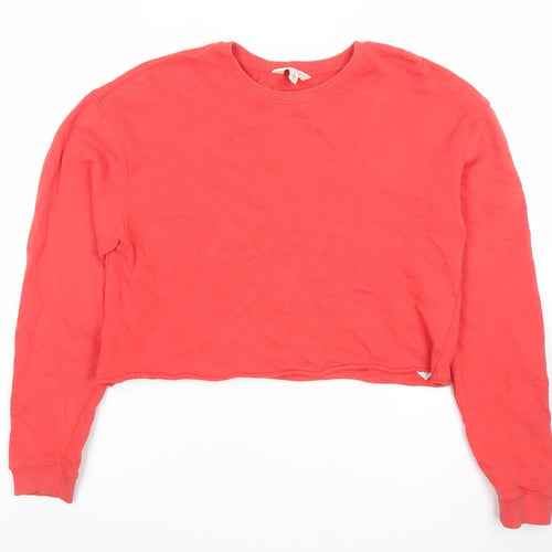 Miss Selfridge Womens Red Cropped Pullover Sweatshirt Size M