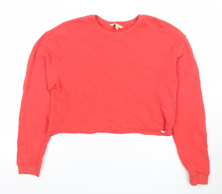 Miss Selfridge Womens Red Cropped Pullover Sweatshirt Size M