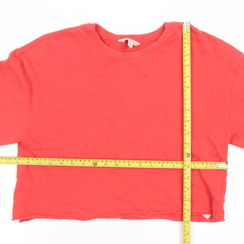 Miss Selfridge Womens Red Cropped Pullover Sweatshirt Size M