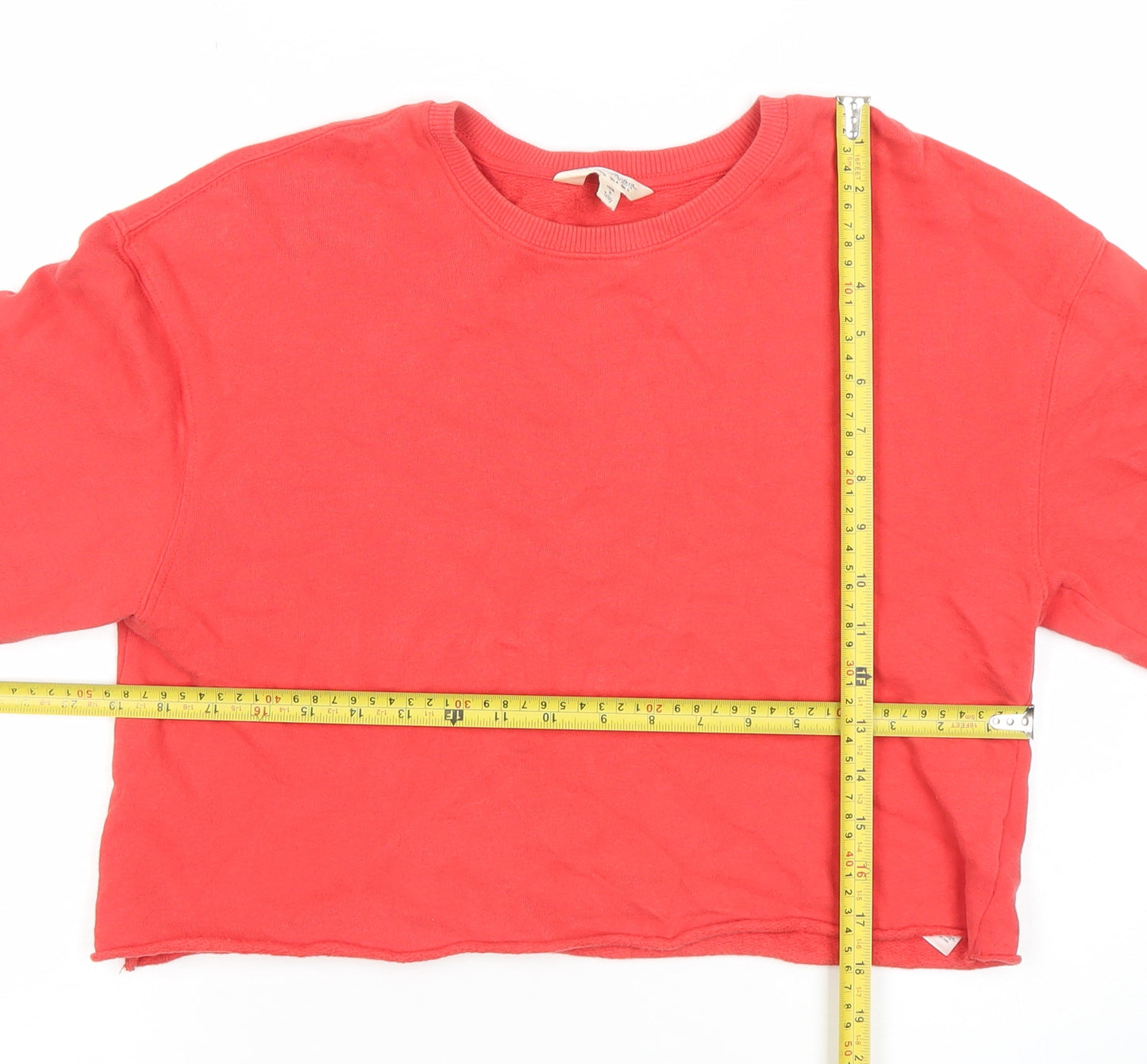 Miss Selfridge Womens Red Cropped Pullover Sweatshirt Size M