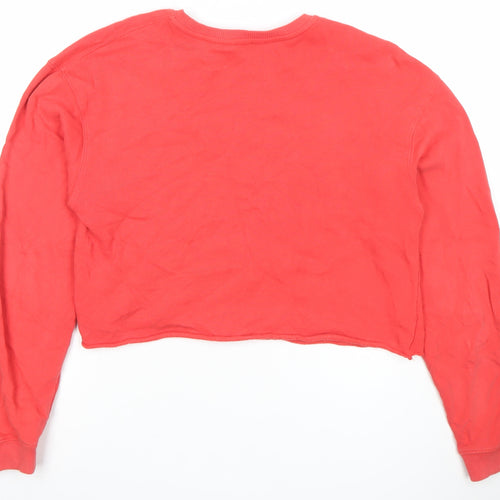 Miss Selfridge Womens Red Cropped Pullover Sweatshirt Size M