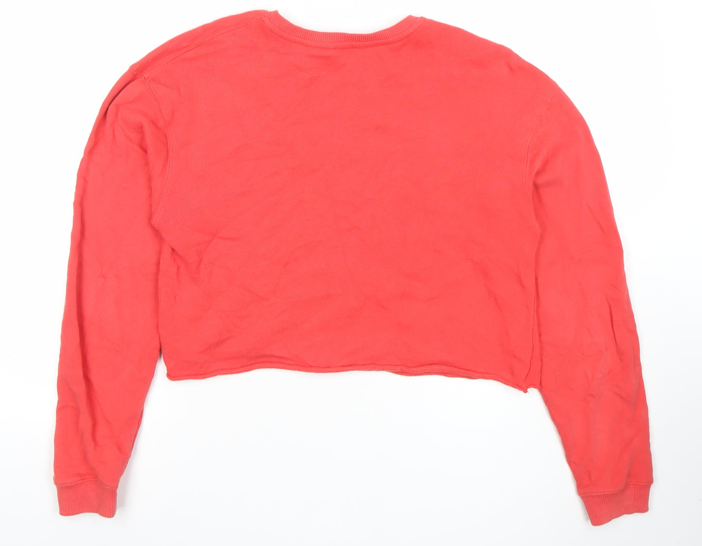 Miss Selfridge Womens Red Cropped Pullover Sweatshirt Size M