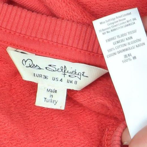 Miss Selfridge Womens Red Cropped Pullover Sweatshirt Size M