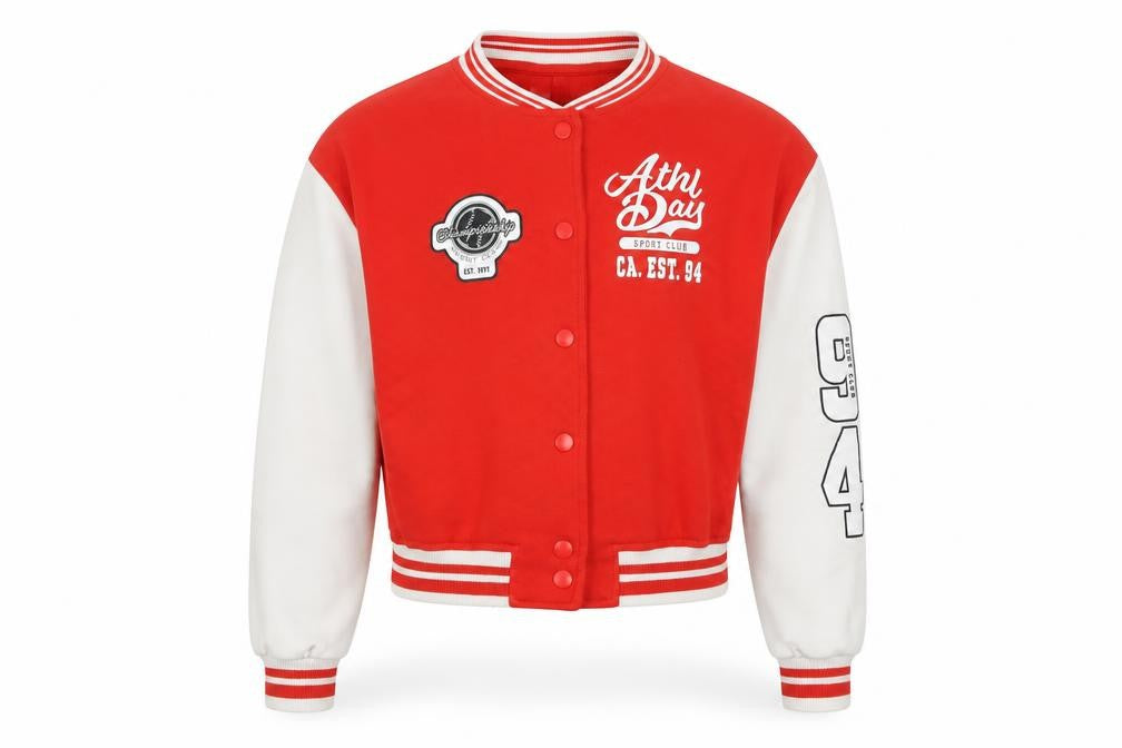 H&M Boys Red Varsity Jacket 14 Years Cotton Blend Long Sleeve College Style
